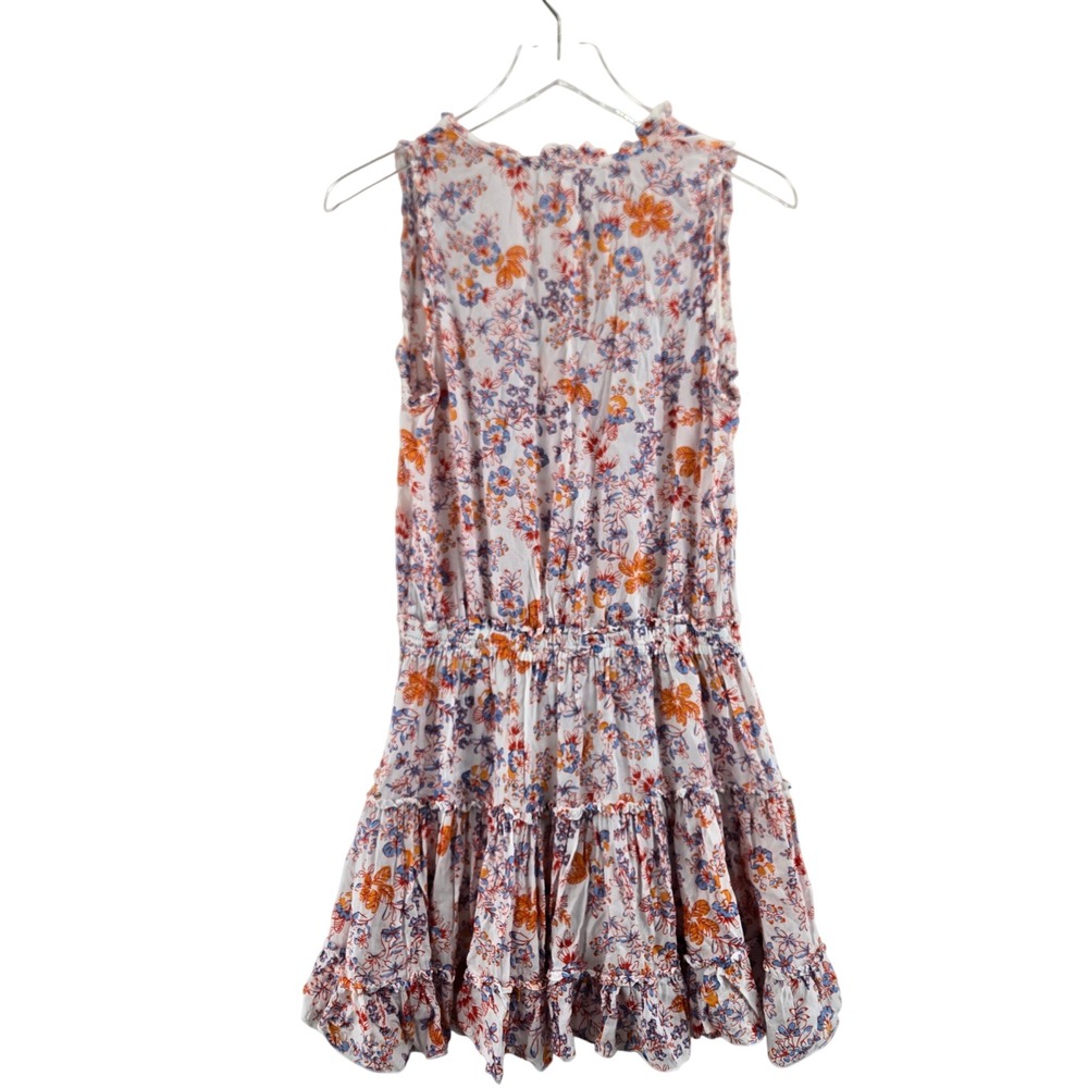 Poupette St Barth Clara Floral Print Sleeveless  Ruffle V Neck Mini Dress‎ M - Picture 4 of 11